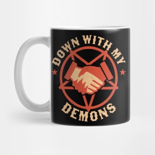 Down With My Demons Deal Handshake Gothic Goth Retro Vintage Mug